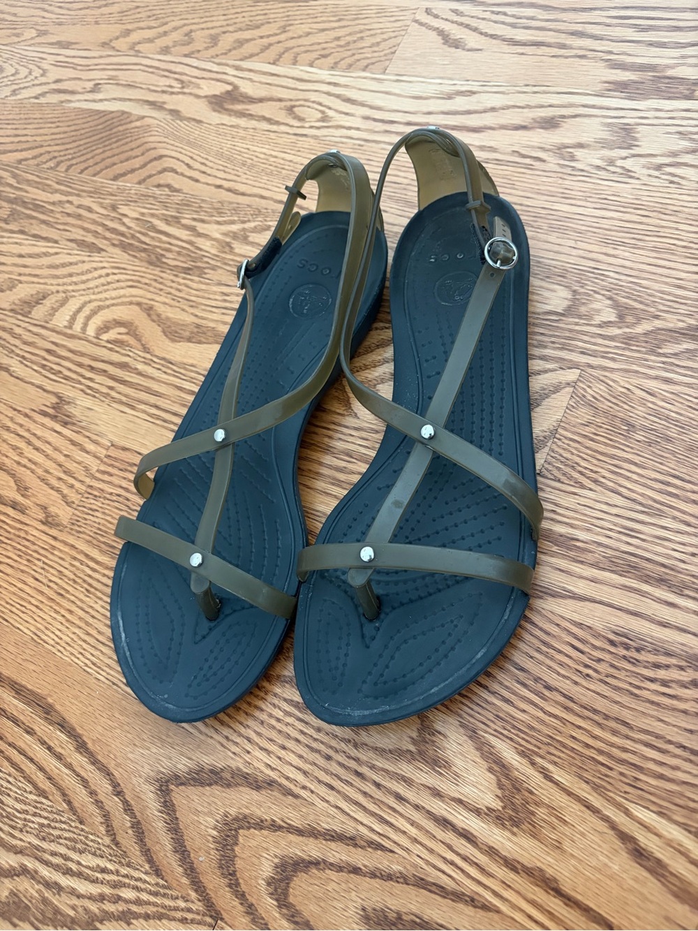 CROCS Olive Green Strappy Slingback Sandals
